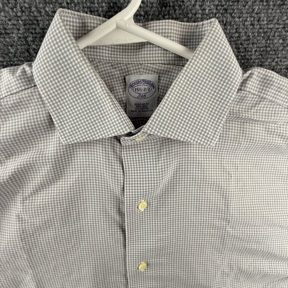 Brooks Brothers Gray 15.5 2/3 Non-Iron Check Cotton Button Up Shirt Men Adult - Picture 7 of 15